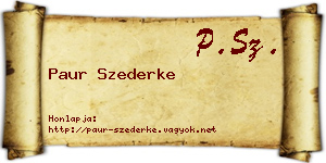 Paur Szederke névjegykártya